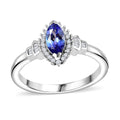AAA Tanzanite, Diamond (0.20 cts) Ring in Rhodium Over Sterling Silver (Size 7.0) 0.80 ctw - Sticky add to cart bar