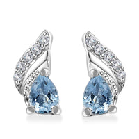 Santa Maria Aquamarine and White Zircon Leaf Earrings