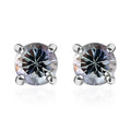 Peacock Tanzanite Solitaire Stud Earrings in Rhodium Over Sterling Silver 1.00 ctw - Sticky add to cart bar