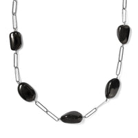 TLV Elite Shungite Station Necklace (20 Inches) in Rhodium Over Sterling Silver 50.00 ctw