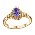 Green Tanzanite, Yellow Diamond (IR) (0.20 cts) Ring in 18K Vermeil YG Over Sterling Silver (Size 6.0) 0.90 ctw - Sticky add to cart bar