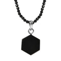 Elite Shungite Pendant with Thai Black Spinel Beaded Necklace (18 Inches) in Rhodium Over Sterling Silver - Sticky add to cart bar