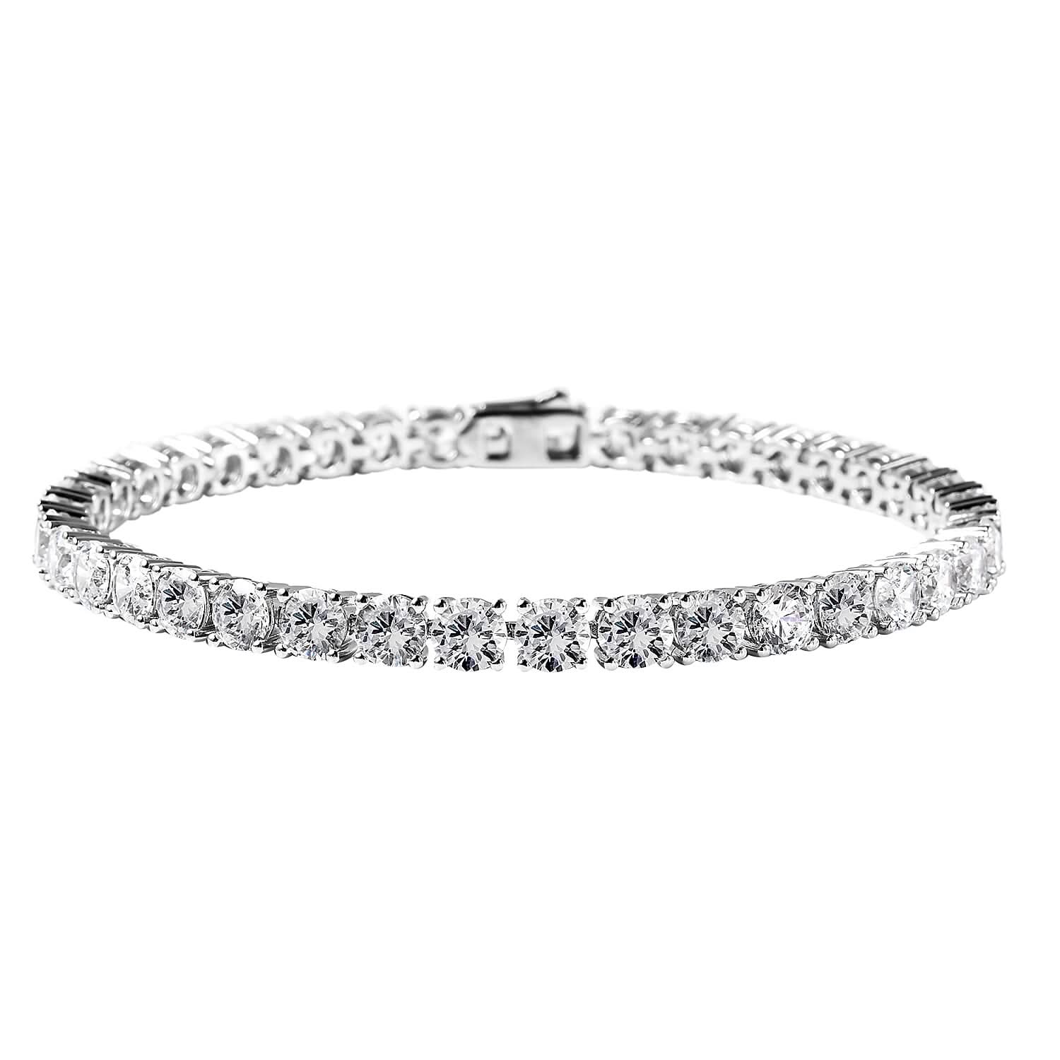 Moissanite (Rnd 5 mm) Tennis Bracelet in Platinum Over Sterling Silver (6.50 In) 14.10 ctw