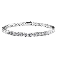 Moissanite (Rnd 5 mm) Tennis Bracelet in Platinum Over Sterling Silver (6.50 In) 14.10 ctw