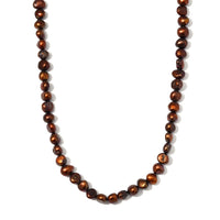 Chocolate Color Freshwater Pearl Necklace 20 Inches in Silvertone