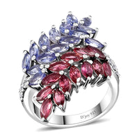 Tanzanite, Multi Gemstone Ring in Rhodium Over Sterling Silver (Size 7.0) 4.00 ctw