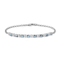 Santa Maria Aquamarine and White Zircon Sea Wave Bracelet in Rhodium Over Sterling Silver (7.25 In) 1.70 ctw - Sticky add to cart bar
