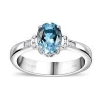 Luxoro 10K White Gold Premium Santa Maria Aquamarine, Diamond (G-H, I2) Ring (Size 6.0) 1.20 ctw