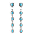 Sleeping Beauty Turquoise Dangling Earrings in Rhodium Over Sterling Silver 4.60 ctw - Sticky add to cart bar