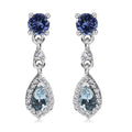 Santa Maria Aquamarine and Multi Gemstone Drop Earrings in Rhodium Over Sterling Silver 1.15 ctw - Sticky add to cart bar