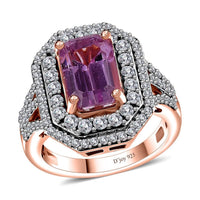 Patroke Kunzite, Moissanite Cocktail Ring in 18K Vermeil RG Over Sterling Silver (Size 10.0) 5.75 ctw