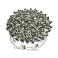 Premium Natural Green Apatite Floral Ring in Rhodium Over Sterling Silver (Size 10.0) 6.63 ctw - Sticky add to cart bar
