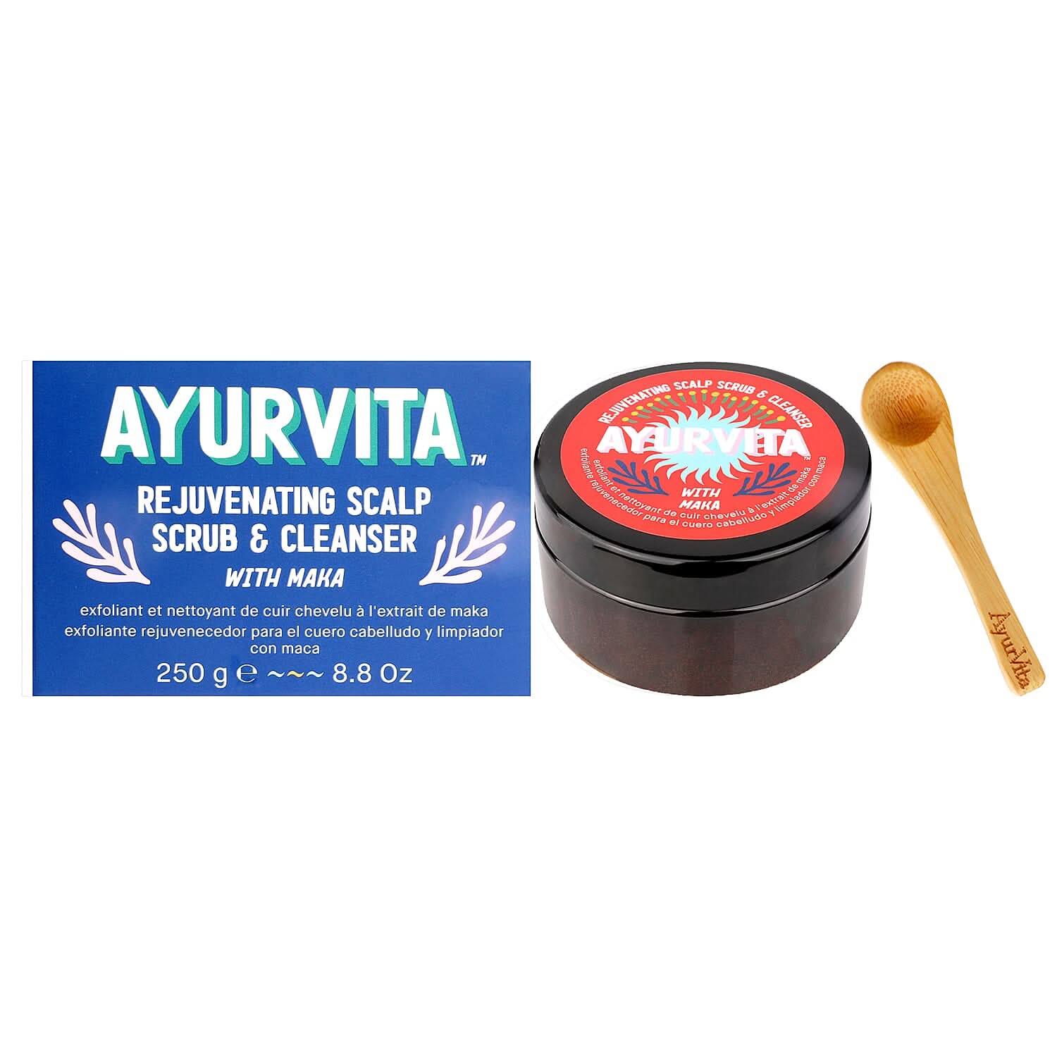 AyurVita Rejuvenating Scalp Scrub & Cleanser with Maka (8.8oz)