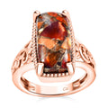 Matrix Fire Opal Solitaire Ring in 14K RG Over Copper (Size 10.0) 4.65 ctw - Sticky add to cart bar