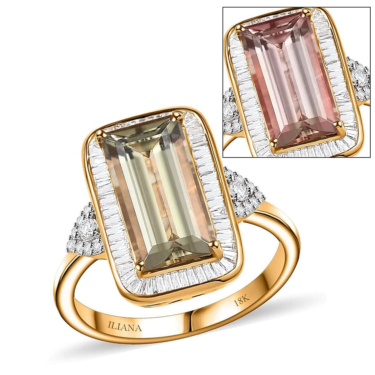 Iliana AAA Turkizite and G-H SI White Diamond 5.50 ctw Ring in 18K Yellow Gold (Size 9.0) 5.65 Grams