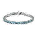 TLV Madagascar Paraiba Apatite, White Zircon Bracelet in Platinum Over Sterling Silver (6.50 In) 11.10 ctw - Sticky add to cart bar