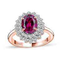 Certified & Appraised Luxoro 10K Rose Gold AAA Radiant Ember Garnet, Diamond (G-H, I2) (0.49 cts) Floral Ring Floral (Size 10.0) (4.10 g) 3.29 ctw