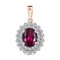 Certified & Appraised Luxoro 10K Rose Gold AAA Radiant Ember Garnet and G-H I2 Diamond Floral Pendant 3.30 ctw - Sticky add to cart bar