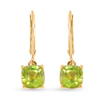 Hebei Peridot Lever Back Earrings in 18K Vermeil Yellow Gold Over Sterling Silver 3.10 ctw