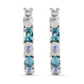 Moon Glow Moonstone and Betroka Blue Apatite Hoop Earrings in Rhodium Over Sterling Silver 5.40 ctw - Sticky add to cart bar