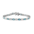 Moon Glow Moonstone and Betroka Blue Apatite Bracelet in Rhodium Over Sterling Silver (6.50 In) 11.30 ctw - Sticky add to cart bar