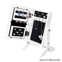 White Color MDF Standing Jewelry Cabinet with Mirror (8.66"x7.48"x13.78")