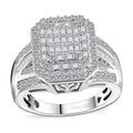 TLV Diamond Cluster Ring in Rhodium Over Sterling Silver (Size 10.0) 1.00 ctw - Sticky add to cart bar