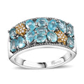 Betroka Blue Apatite, White Zircon Turtle Ring in Rhodium Over Sterling Silver (Size 10.0) 2.80 ctw - Sticky add to cart bar