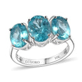 Luxoro 10K White Gold AAA Batroke Blue Apatite 3 Stone Ring (Size 10.0) 4.52 ctw - Sticky add to cart bar