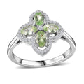 Brazilian Mint Garnet, Moissanite Ring in Rhodium Over Sterling Silver (Size 10.0) 1.20 ctw - Sticky add to cart bar