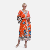 Peacock Printed Long Kimono Bust
