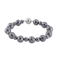 Terahertz Beaded Stretch Bracelet with Magnetic Lock in Stainless Steel (7.25 In) 88.00 ctw