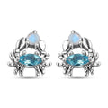 Betroka Blue Apatite and Rainbow Moonstone Crab Stud Earrings in Rhodium Over Sterling Silver 0.75 ctw - Sticky add to cart bar