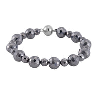 Terahertz Beaded Stretch Bracelet with Magnetic Lock in Stainless Steel (8.00 In) 95.00 ctw