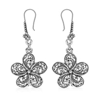 TLV Bali Legacy Sterling Silver Frangipani Flower Earrings (6.30 g)