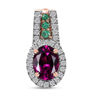 Certified & Appraised Luxoro 10K Rose Gold AAA Radiant Ember Garnet, Boyaca Colombian Emerald and G-H I2 Diamond Pendant without Chain 2.08 ctw