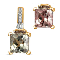 Luxoro 14K Yellow Gold AAA Turkizite, I2 Natural Champagne and White Diamond Vintage Pendant without Chain 2.00 ctw