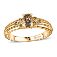 AAA Turkizite, Yellow Sapphire Ring in 18K Vermeil YG Over Sterling Silver (Size 5.0) 0.65 ctw