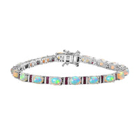 Premium Ethiopian Welo Opal, Niassa Ruby (FF) Bracelet in Platinum Over Sterling Silver (6.50 In) 7.20 ctw