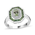 Brazilian Mint Garnet, White Zircon Ring in Rhodium Over Sterling Silver (Size 7.0) 1.15 ctw - Sticky add to cart bar
