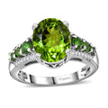 Peridot, Multi Gemstone Ring in Rhodium Over Sterling Silver (Size 6.0) 4.50 ctw - Sticky add to cart bar