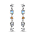 Moon Glow Moonstone and Multi Gemstone Celestial Earrings in Rhodium Over Sterling Silver 1.50 ctw - Sticky add to cart bar