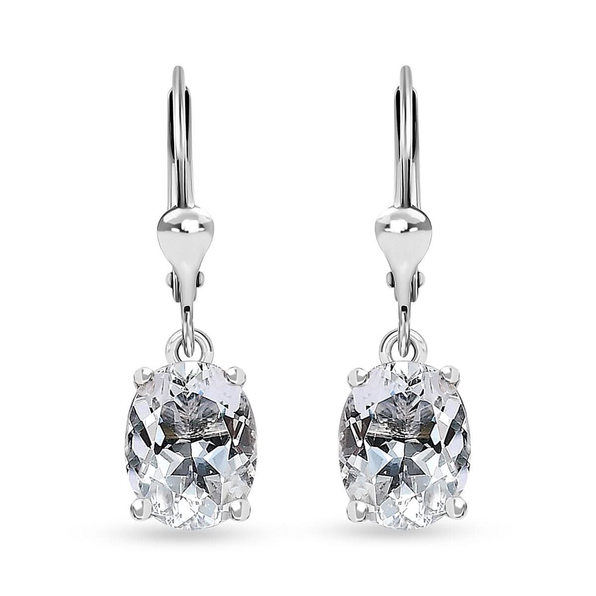 Brazilian Petalite Lever Back Earrings in Rhodium Over Sterling Silver 2.75 ctw