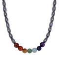Seven Chakra Terahertz Beaded Necklace 20 Inches in Rhodium Over Sterling Silver 210.00 ctw - Sticky add to cart bar