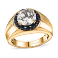 Brazilian Petalite, Blue Sapphire Men's Ring in 18K Vermeil YG Sterling Silver (Size 9.0) 3.70 ctw - Sticky add to cart bar