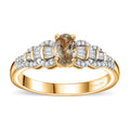 AAA Turkizite, Diamond (0.20 cts) Ring in 18K Vermeil YG Over Sterling Silver (Size 7.0) 0.75 ctw - Sticky add to cart bar