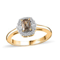 AAA Turkizite, White Zircon Ring in 18K Vermeil YG Over Sterling Silver (Size 8.0) 0.90 ctw - Sticky add to cart bar
