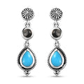 D'Joy Artisan Crafted Sleeping Beauty Turquoise and White Buffalo Dangling Earrings in Sterling Silver 2.00 ctw - Sticky add to cart bar