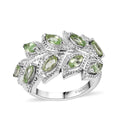 Brazilian Mint Garnet, White Zircon Ring in Rhodium Over Sterling Silver (Size 7.0) 1.30 ctw - Sticky add to cart bar