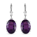 African Amethyst 10.80 ctw Lever Back Earrings in Rhodium Over Sterling Silver - Sticky add to cart bar
